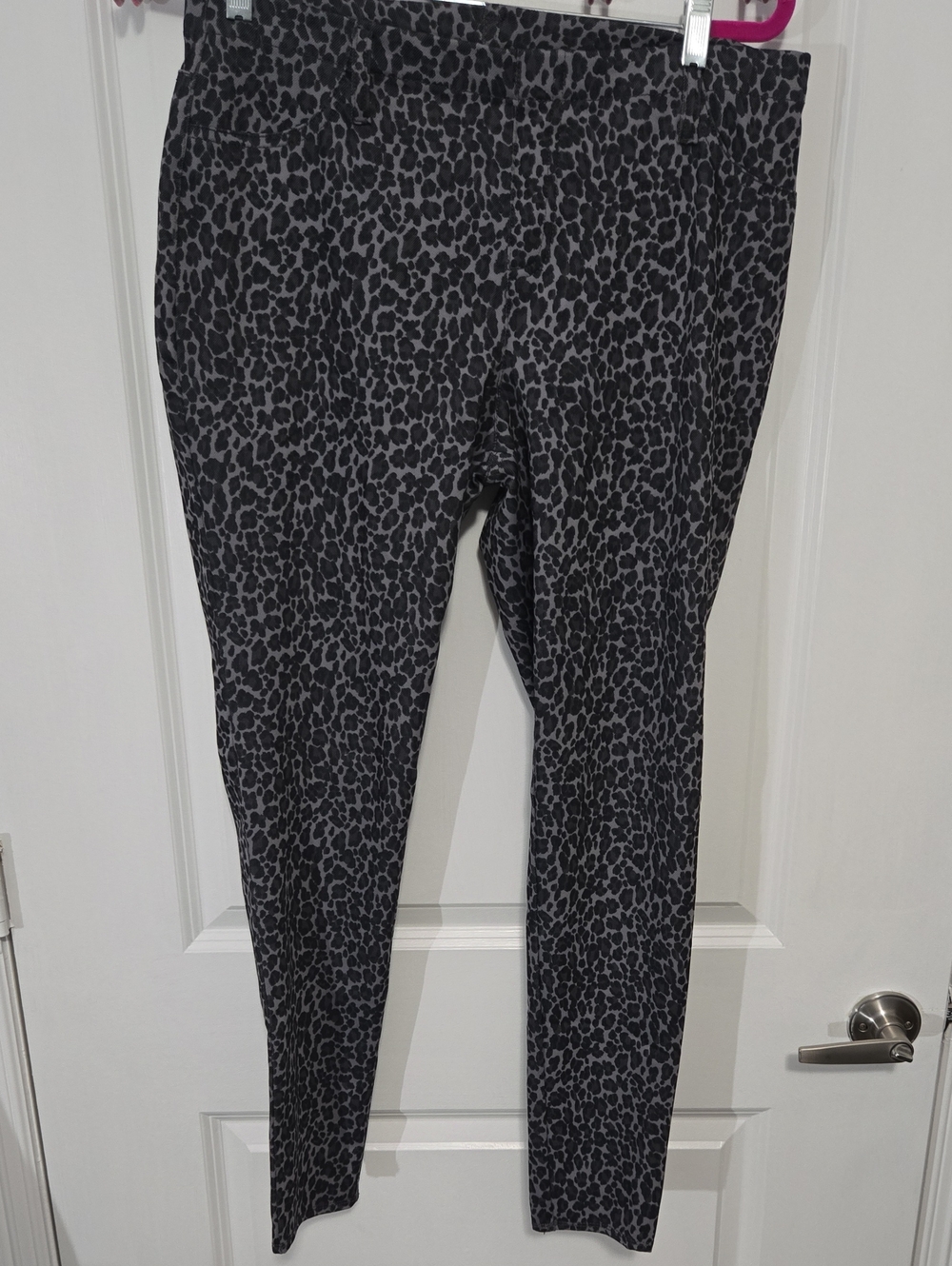 Faded Glory Leopard Print Stretch Pant/Legging - Black/Gray Size 12-14